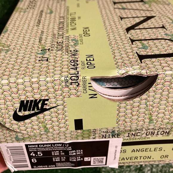 Union LA x Nike Dunk Low Blue MENS 4.5 DJ9649-400 - Picture 2 of 11